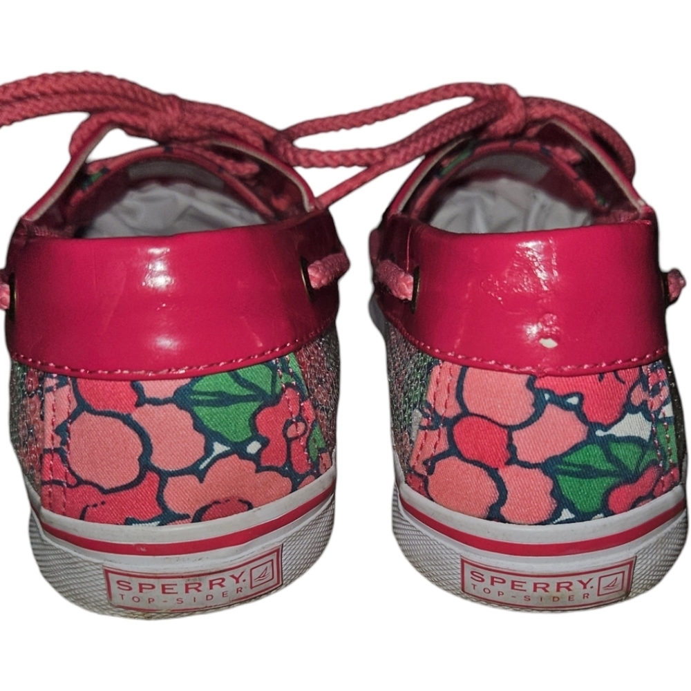 Sperry Top-Sider Lace Up Floral Sequin Boat Shoes - Picture 2 of 5